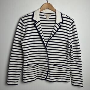 Banana Republic Sweater Blazer Large Striped Old Money Preppy Luxury Parisian